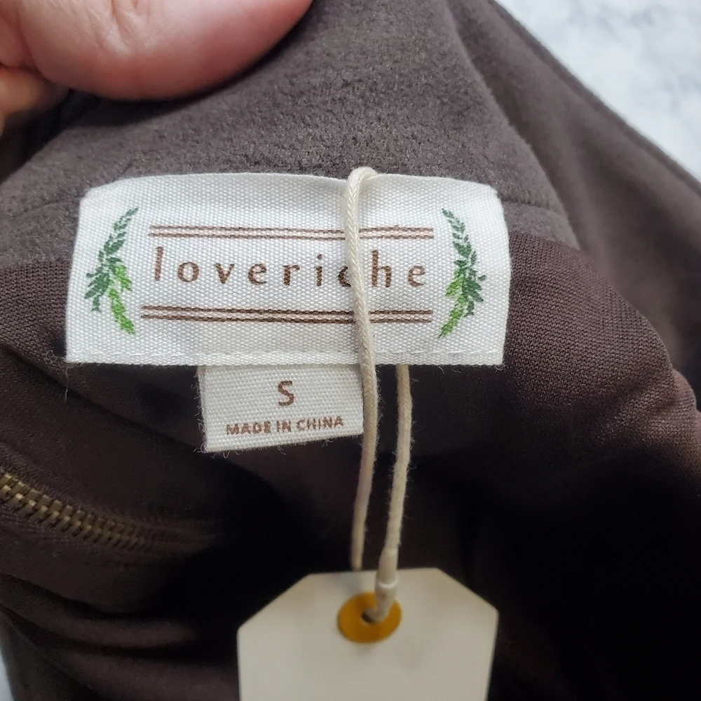 LOVE‎ Riche Mini Skirt Womens Small Charcoal Brown Microsuede Western Embroidery